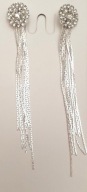 KOLCZYKI DŁUGIE WISZĄCE DIAMENTY sylwestrowe SEXY łezkami frędzle ŚLUBNE