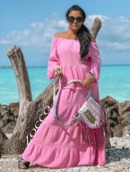 ZOCCO Maxi komplet spódnica z bluzką hiszpański styl RÓŻOWY