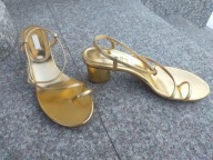 ARKET nr 40 złote włoskie eleganckie sandały na słupku skóra nowe