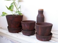 Donica, Doniczka, ceramiczna, pokryta rdzą