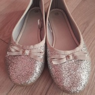 Baleriny dziewczęce srebrne brokatowe r. 35