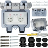 GNIAZDO OGRODOWE ZEWNĘTRZNE PODWÓJNE WODOSZCZELNE GNIAZDKO Z PRZEŁĄCZNIKIEM