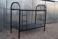 Łóżko Piętrowe Metalowe z Drabinką Podwójne Czarne 90x200