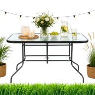 STÓŁ OGRODOWY SZKLANY 140x80x70cm STABILNY DUŻY METALOWY SOLIDNY BLAT XXL