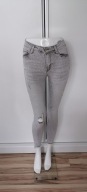 Spodnie rurki jeans skinny jasny szary cyrkonie xs