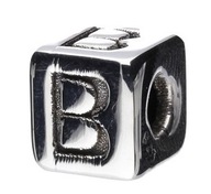 LITERA B ZAWIESZKA SREBRNA BEADS SZEŚCIAN KWADRAT