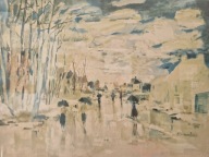 Albert Saverys Ulica jesienią litografia barwna sygnowana limitowana