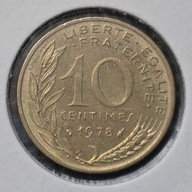 *FRANCJA [0113]*10 centymów CENTIMES 1978 Piąta Republika, Marianna Rośliny