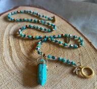 Naszyjnik handmade Turkus literka K