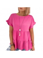 Różowa bluzka z falbankami rozkloszowana rozmiar uniwersalny nowa z metką