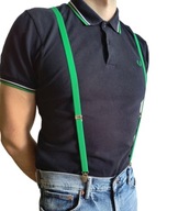 Męskie Szelki SKINHEAD półcalówki ZIELONE wąskie 1,5cm. Oi! Punk. Do spodni