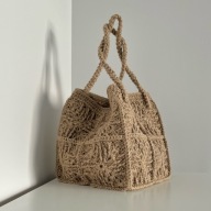 Jute Mosaic Essence - ręcznie robiona torebka jutowa, wykonana szydełkiem.