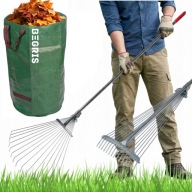 ZESTAW OGRODOWY GRABIE TELESKOPOWE METALOWE + KOSZ SKŁADANY 120L NA LIŚCIE
