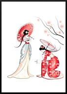 A2 PLAKAT OBRAZ JAPONIA JAPONKA GEJSZA KIMONO KRAJ KWITNĄCEJ WIŚNI