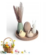 WIELKANOCNY ZESTAW TACA DEKORACYJNA JAJKO ZAJĄCZKI WAZON WIELKANOC OZDOBNA