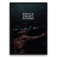 Plakat z ramą 30x40 cm Focus. Fight. Finish - motywacja| Pomysł na prezent
