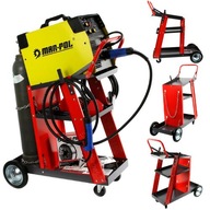 Metalowy Mobilny Wózek Spawalniczy z Uchwytami i Półką na Butlę Migomat