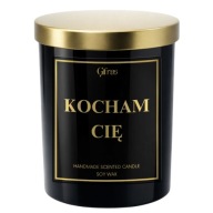 ŚWIECA KOCHAM CIĘ PREZENT NA WALENTYNKI ŚWIECZKA W CZARNYM SZKLE PREMIUM