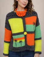 Ręcznie robiony sweter artystyczny boho – unikat handmade patchwork