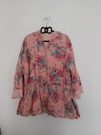 Różowa w kwiaty cienka kurtka parka z kapturem 52, 54