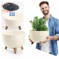 DONICZKA DOMOWA OGRODOWA DONICA Z NÓŻKAMI NA KWIATY OKRĄGŁA WKŁAD MISA 29CM