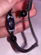 Bransoletka pleciona granatowa głęboka czerń regulowana chińskie kanji