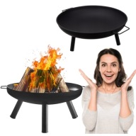 PALENISKO OGRODOWE STALOWE CZARNE MILANO 60 CM DO OGNISKA GRILLA KOCIOŁKA