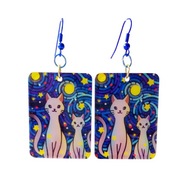 Kolczyki z kotami, w stylu Van Gogha