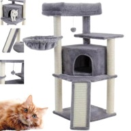 DRAPAK DLA KOTA WYSOKI 5 POZIOMÓW SZARY DOMEK LEGOWISKO SŁUPEK HAMAK