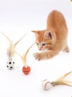Skacząca piłka dla kota z piórami, 3 piłki do zabawy dla kota za 9,99zł