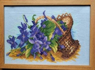 Koszyk fiołków - haft krzyżykowy - obraz