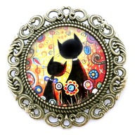 Przypinka dla kociary DWA KOTY broszka retro vintage kawaii prezent