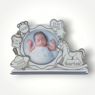 METRYCZKA RAMKA NA ZDJĘCIE PREZENT CHRZEST ROCZEK UPOMINEK PAMIĄTKA GRAWER