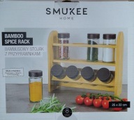 STOJAK Z PRZYPRAWNIKAMI 8 SŁOICZKÓW BAMBUSOWY POJEMNY NOWY