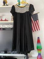 E WAREHAUSE CZARNA KORONKA PLISOWANA letnia