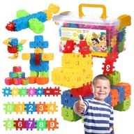 KLOCKI KONSTRUKCYJNE WAFLE EDUKACYJNE BUDOWLANE PUZZLE DLA DZIECI 500 SZT