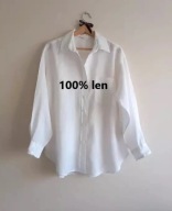 BIAŁA LNIANA KOSZULA OVERSIZE 100% LEN XL