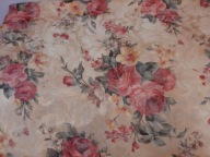 PAŁACOWA VINTAGE ANGIELSKA TKANINA MATERIAŁ ZŁOTO RÓZE ZASŁONA lub obiciowe