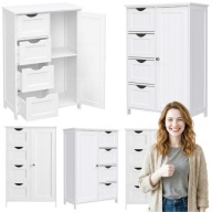 SZAFKA ŁAZIENKOWA BIAŁA 55X30X82CM KOMODA STOJĄCA 4 SZUFLADY MDF POJEMNA