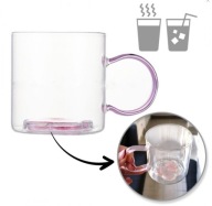 Szklanka termiczna z brokatowtym kwiatkiem w środku 250 ml