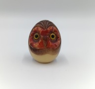 Sowa z włoskiego alabastru - figurka kolekcjonerska - vinatge szklane oczy