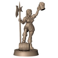 Axe Lady Barbarzyńca Wojowniczka z Toporem i Piwem Pinup Druk 3D