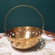 Vintage, Piękny mosiężny koszyczek