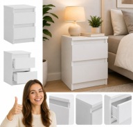 SZAFKA NOCNA BIAŁA STOLIK NOCNY DWIE SZUFLADY 30cm SYPIALNIA SALON BIURO