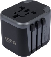 YATO ADAPTER PODRÓŻNY WTYCZKA PRZEJŚCIÓWKA Z ŁADOWARKĄ 2XUSB USA UK EU