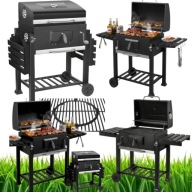 DUŻY STALOWY GRILL OGRODOWY NA WĘGIEL, ŻELIWNY RUSZT, PRZENOŚNY
