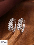 Kol0060 Kolczyki stal kółeczka liście z kryształkami