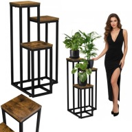 KWIETNIK STOJĄCY METALOWY LOFT STOJAK NA KWIATY DONICZKI CZARNY