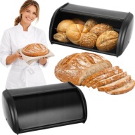 CHLEBAK JEDNOCZĘŚCIOWY CZARNY METAL POJEMNIK NA CHLEB ŻYWNOŚĆ PIECZYWO