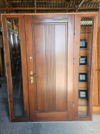 DRZWI Zewnętrzne Drewniane Sosnowe z Doświetlami Wejściowe 179x220cm